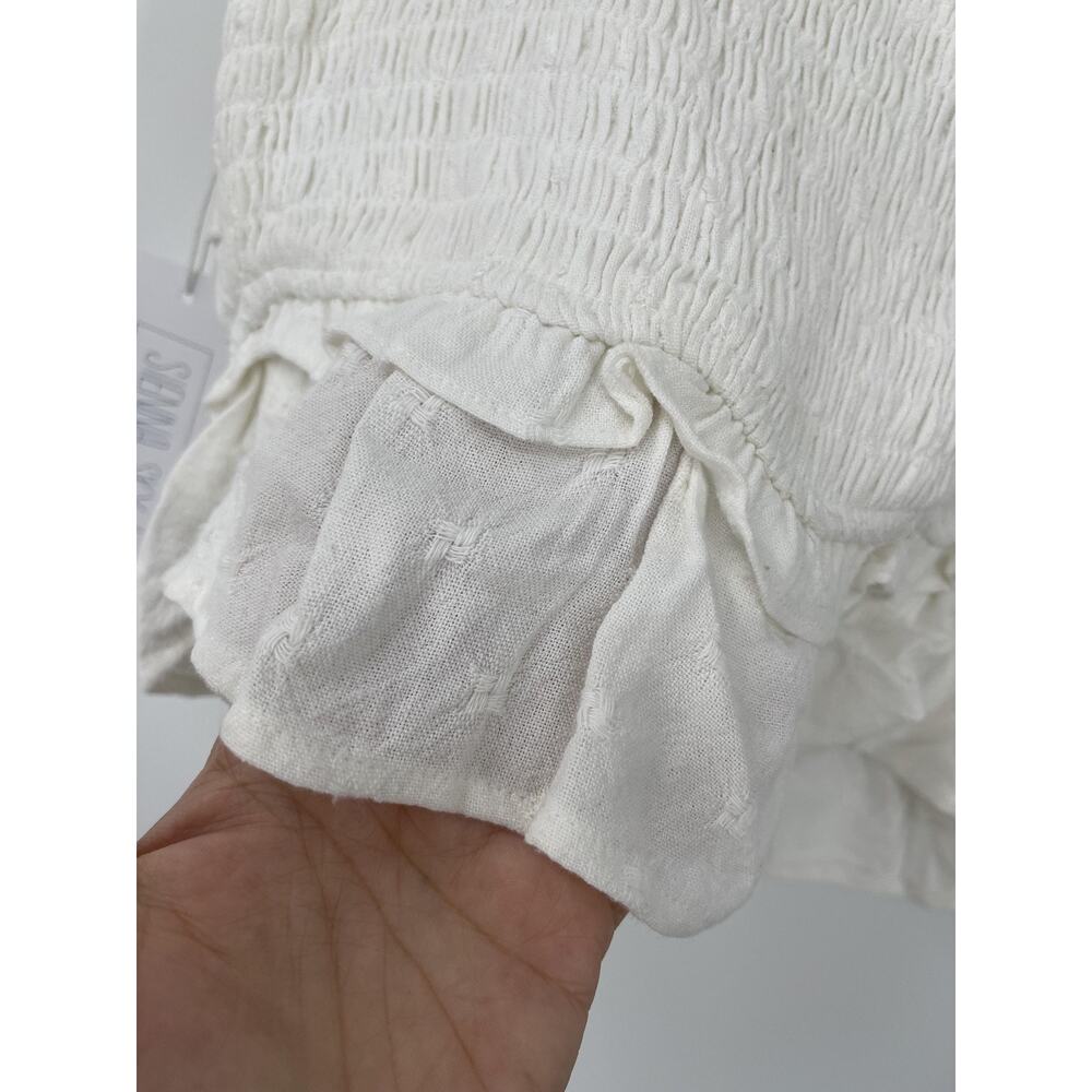 Sienna Sky Tank Top White Tiered Ruffle Eyelet Smocked Cropped Top Juniors XL - Picture 10 of 11